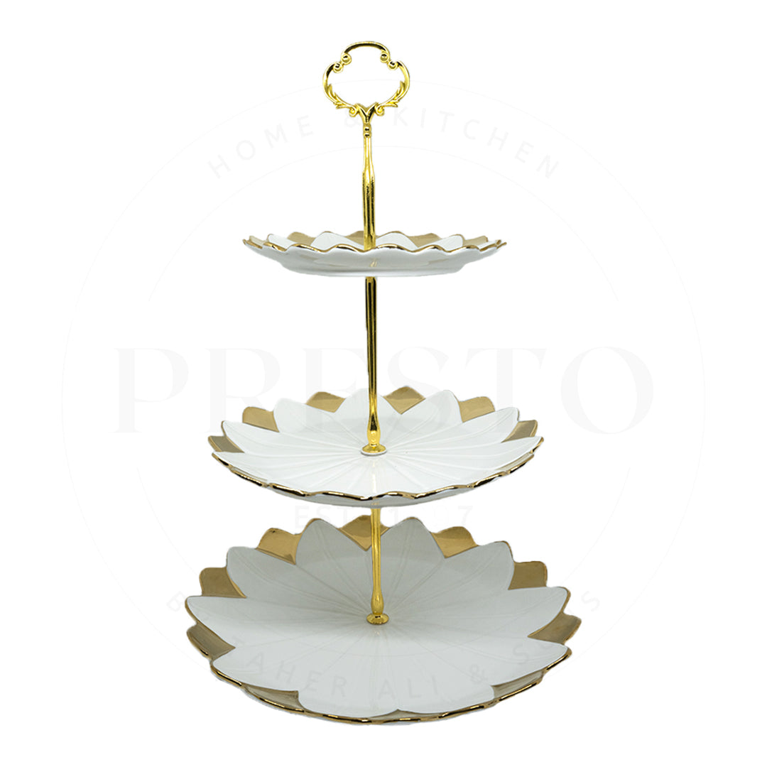 3 tier cake set ceramic golden stand best quality