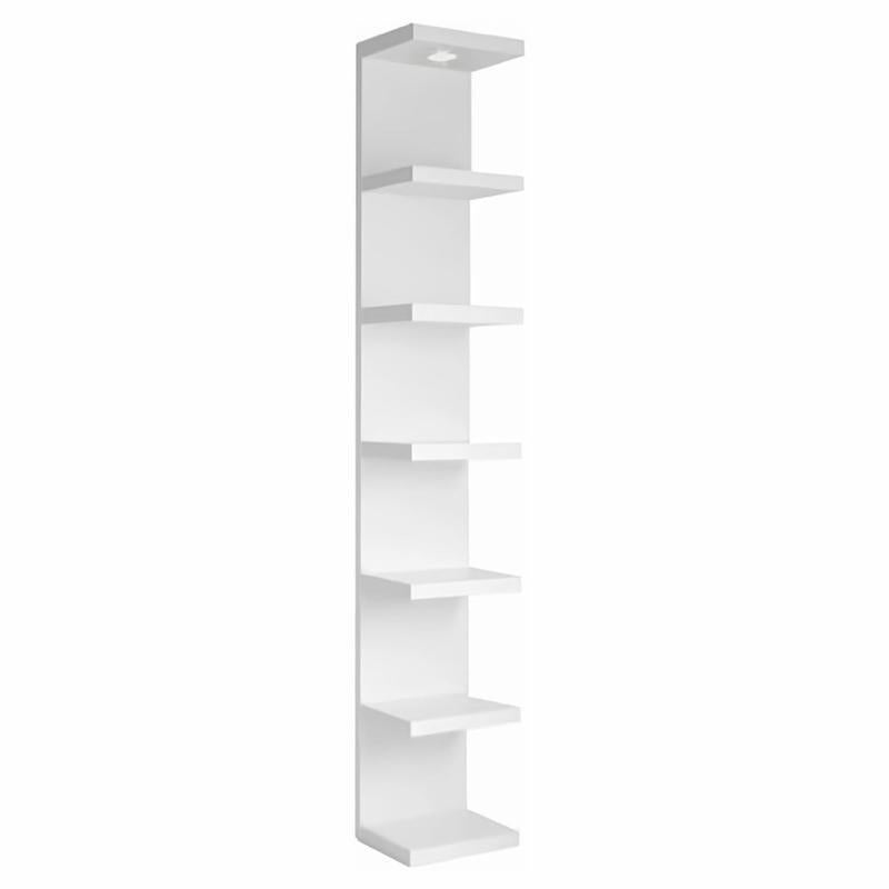 sleek, floating vertical wall shelf