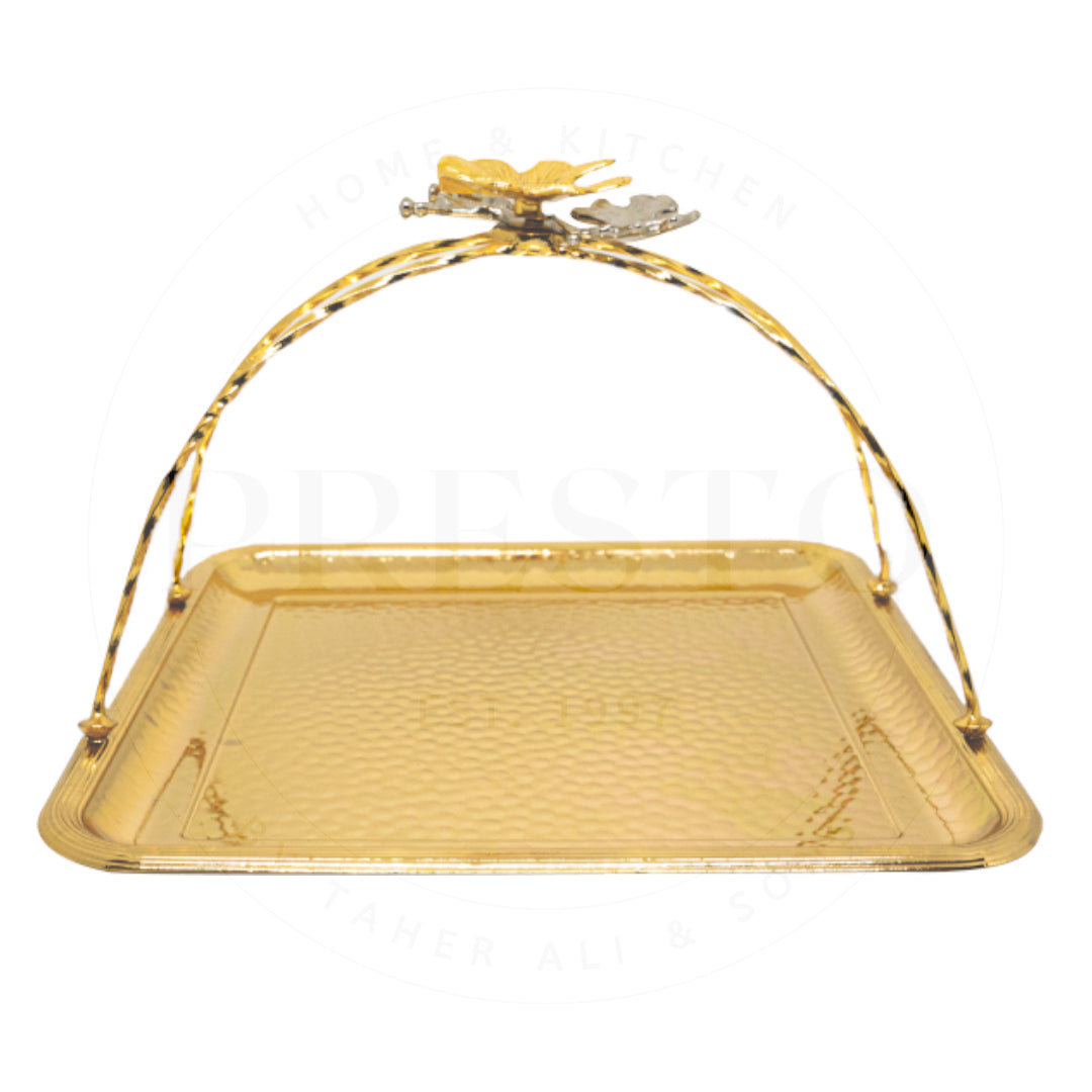 Butterfly handle golden basket for gift best quality