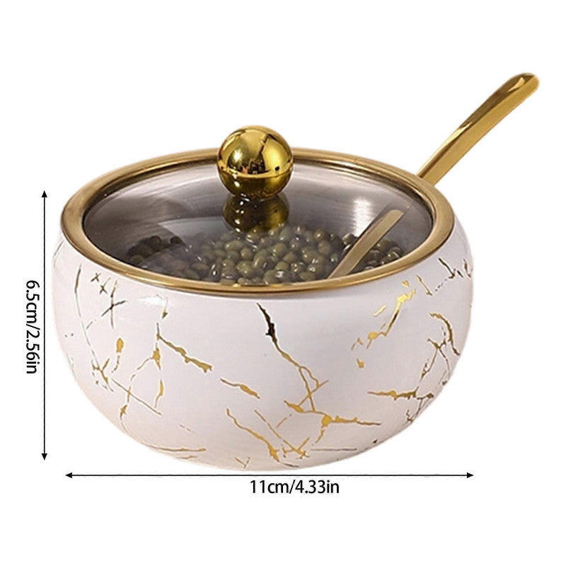 50ml baby sugar pot Stainless steel with glass lid and spoon