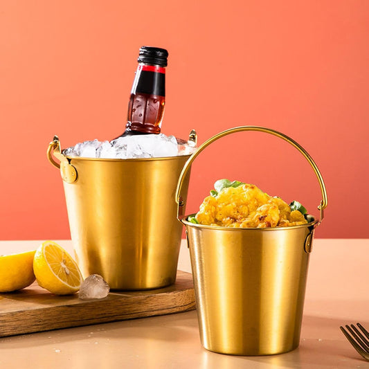 Food grade golden Stainless Steel Small Portable Ice Bucket – Perfect for Home, Parties & Outdoor Use
