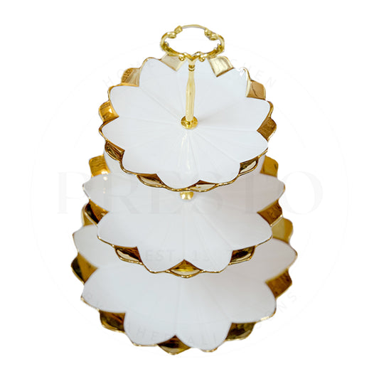 3 tier cake set ceramic golden stand best quality