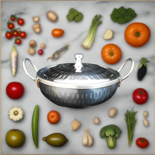 steel karahi mathar hammered kadai pakistan serving dish karahi