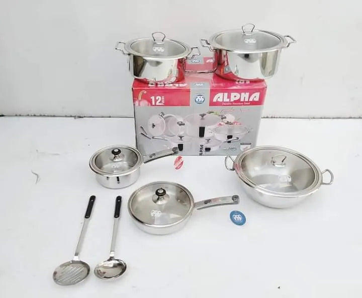 Alpha Stainless Steel Double Bottom 12pcs Gift Set