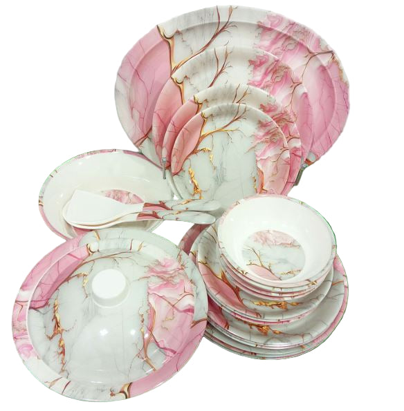 melamine dinner set pink marble design wholesale hshome.pk best quality origional dealer in pakistan