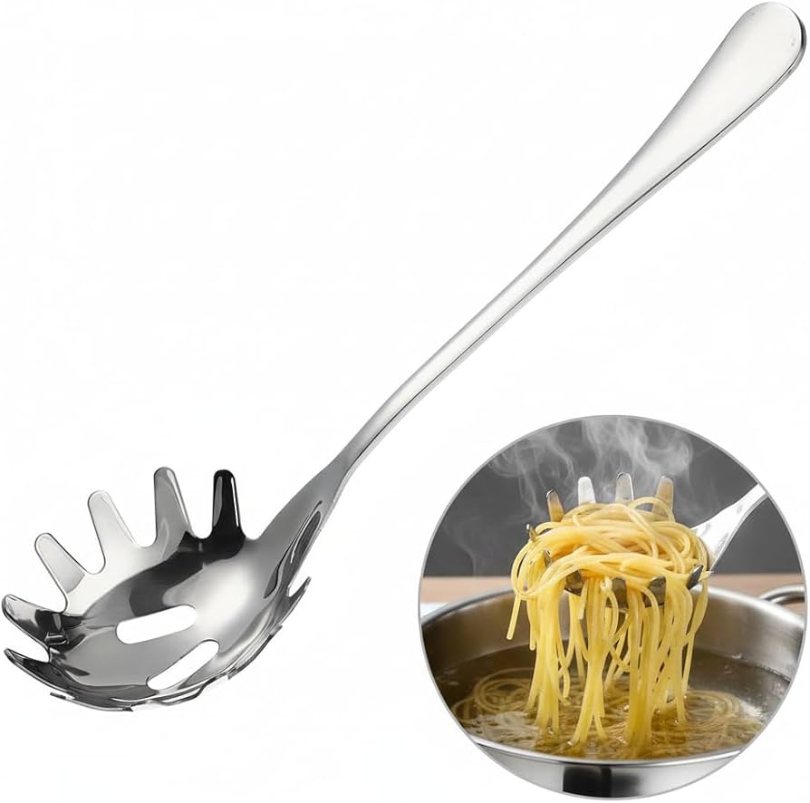 Hshome.pk Spaghetti Spoon Stainless Steel Silver Pasta Spoon