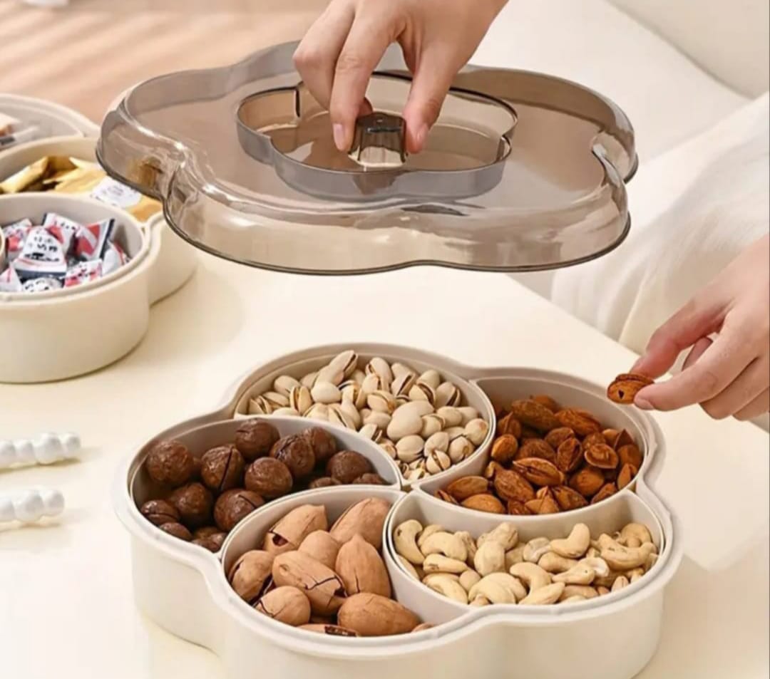 MODERN 5-COMPARTMENT SERVING TRAY WITH LIDS DUST-PROOF