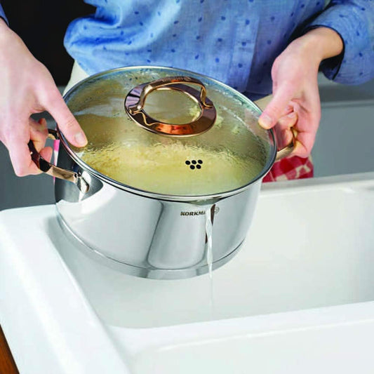 Original Korkmaz Rosanna 8 pcs Cookware set 18/10 stainless steel made in TURKEY