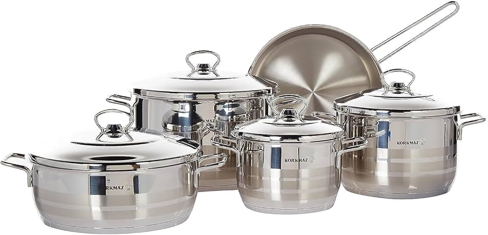 Origional Korkmaz astra extra 9 pcs set 18/10 stainless steel made in TURKEY