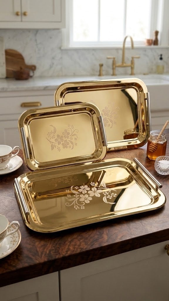 Golden tray 3pcs set