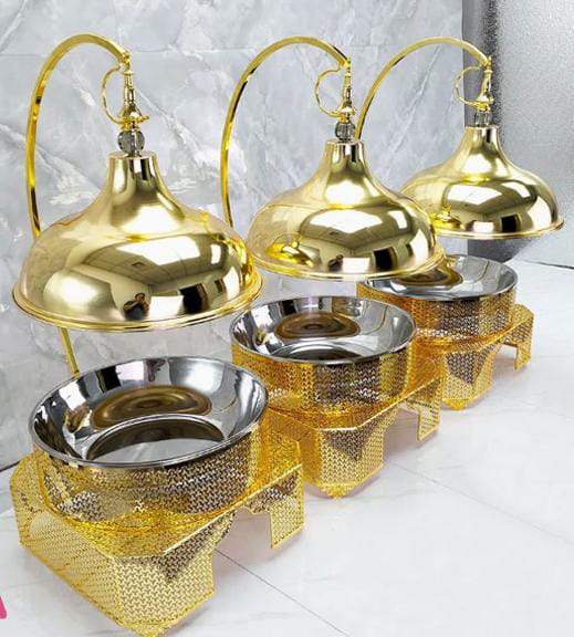 8L Luxury Chafing Dish Stainless Steel Chafer Food Warmer Catering Buffet Gold Chefing Dish Hanging