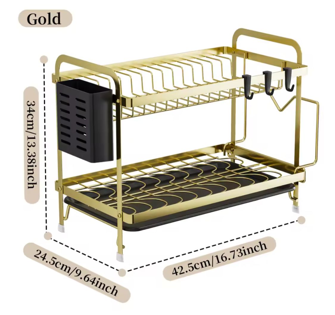 Door-Type Double-Layer Dish Rack (Flat Wire Style)