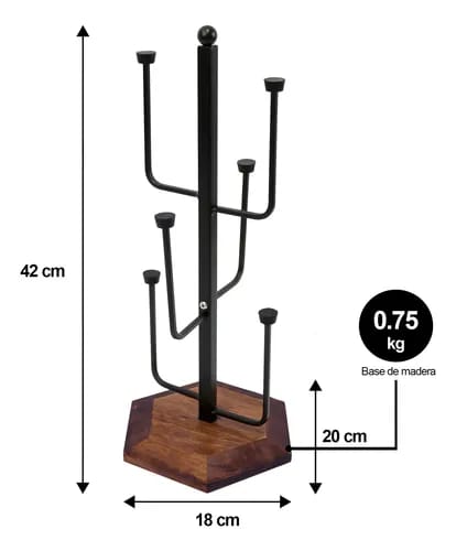 6 Pcs Mug & Glass Wooden Base Stand