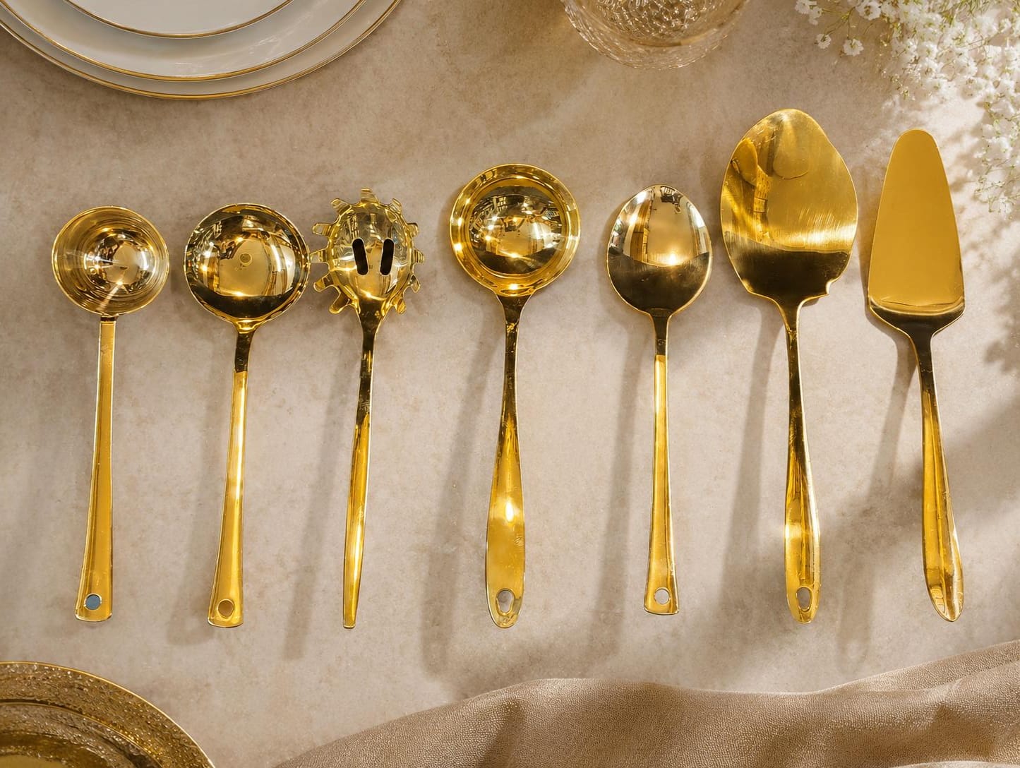 7 PCs homey golden serving spoon.
