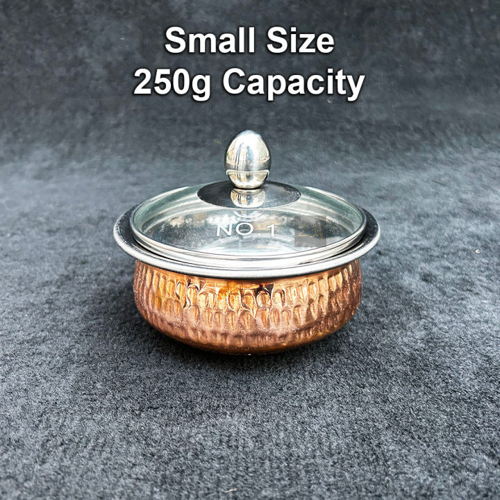 Serving Pure Copper Handi inside stainless steel Glass Lid