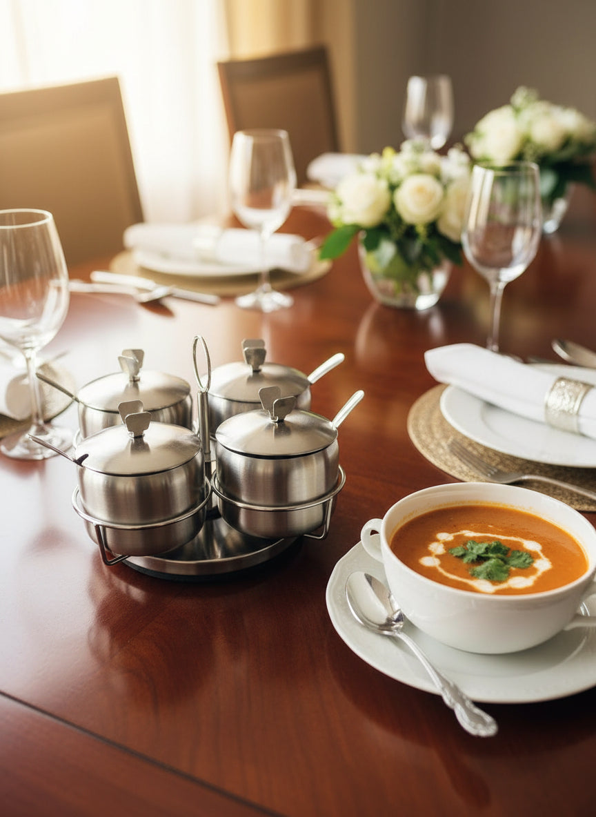 Seasoning Spice set Soup, sauce set with spoon and stand