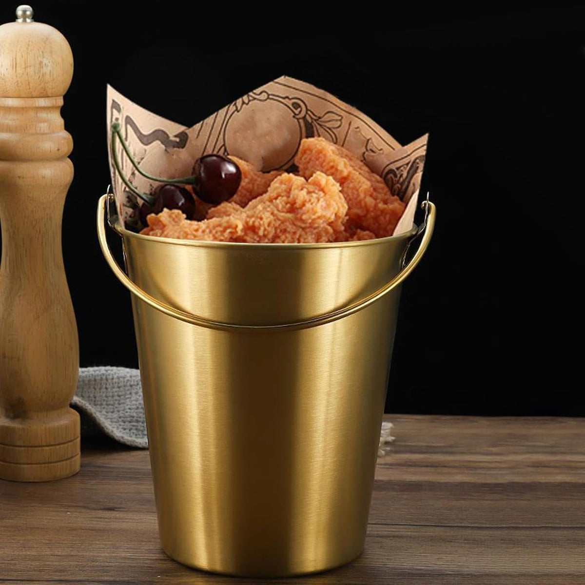 Food grade golden Stainless Steel Small Portable Ice Bucket – Perfect for Home, Parties & Outdoor Use