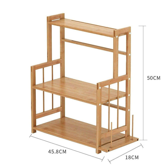 3-Tier Freestanding Bamboo Spice Rack Storage Organizer with Knife Holder for Kitchen
