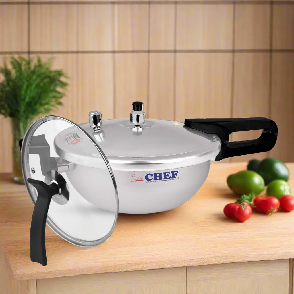 Chef aluminium Pressure Cooker 2 in 1 karahi
