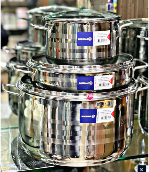 Korkmaz stainless steel cookware set of 10pcs made in china