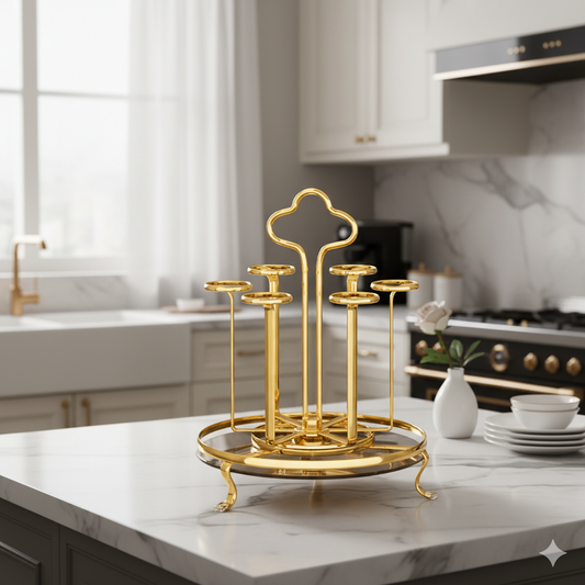 6 pcs Golden Glass Stand Rotate With Tray.