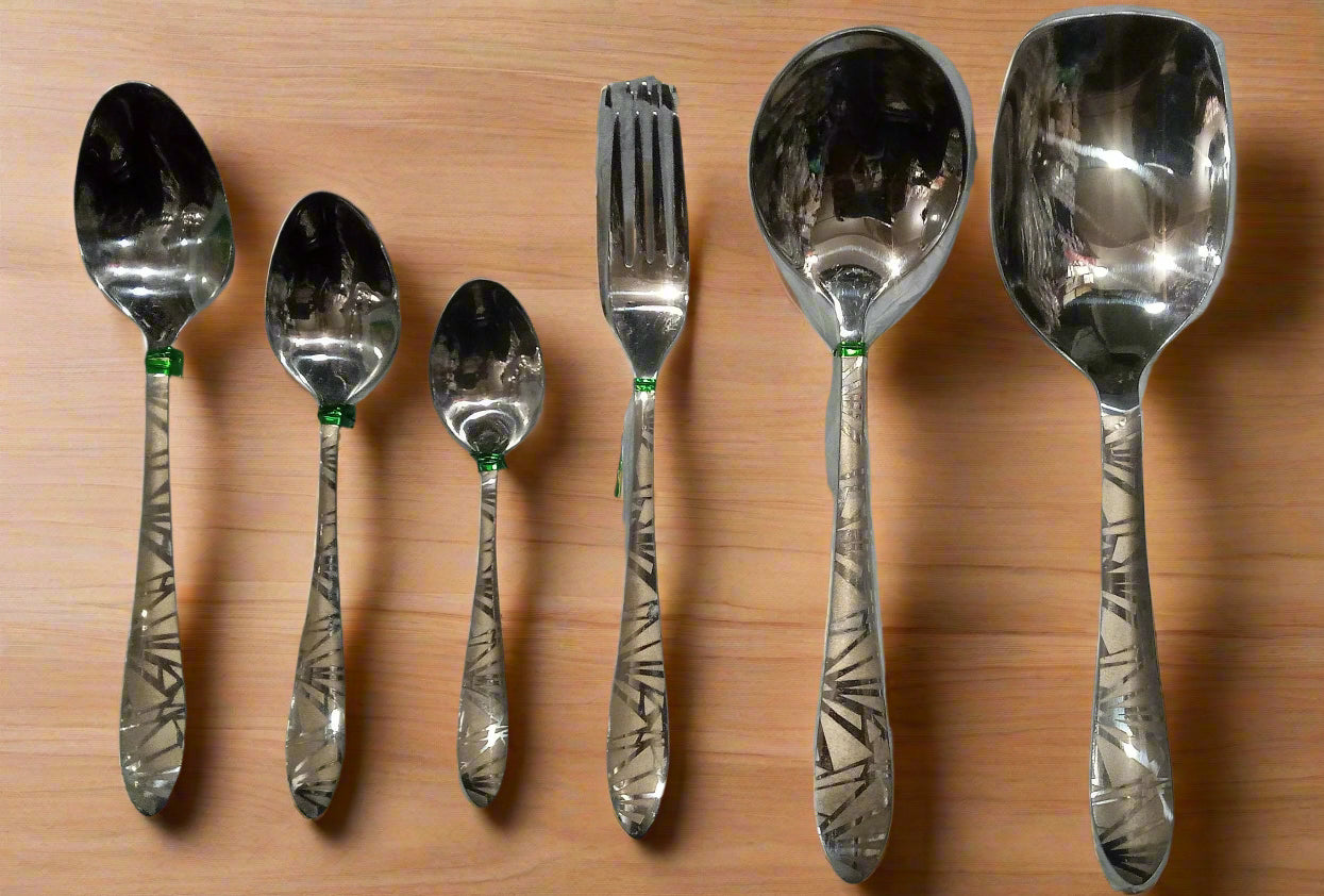 laser print steel cutlery set spoon set heavy 14 gauge