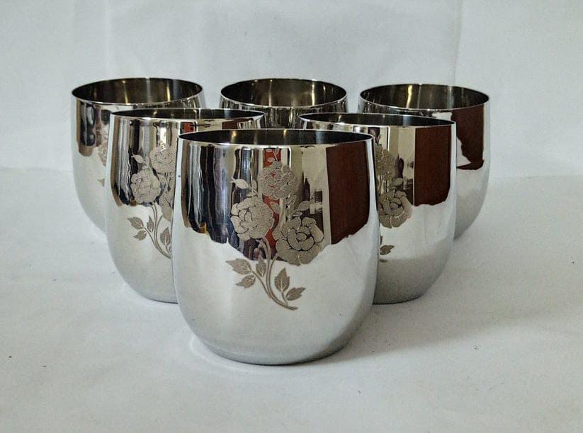 Heavy Premium Stainless steel glass flower printed design