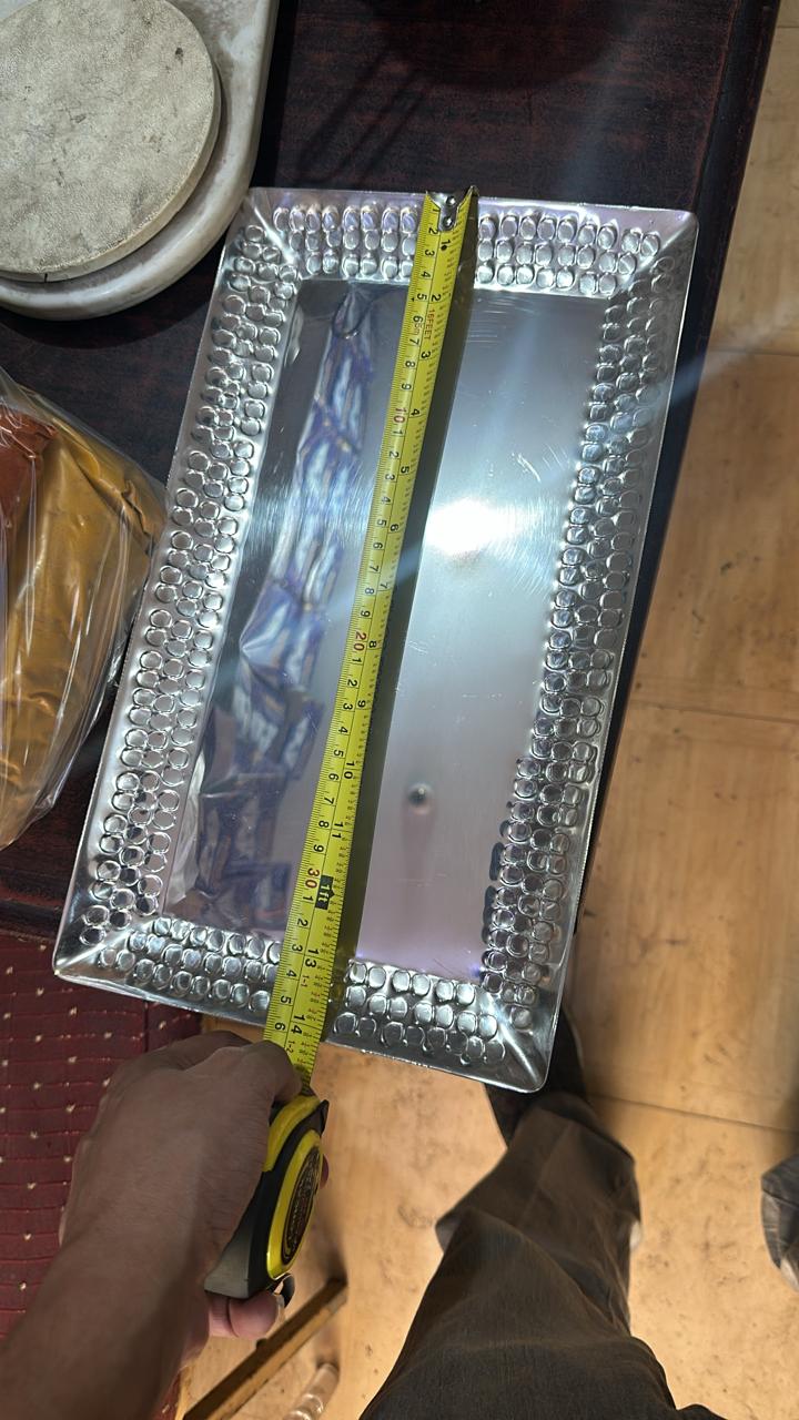 Bbq platter stainless steel heavy hammered design