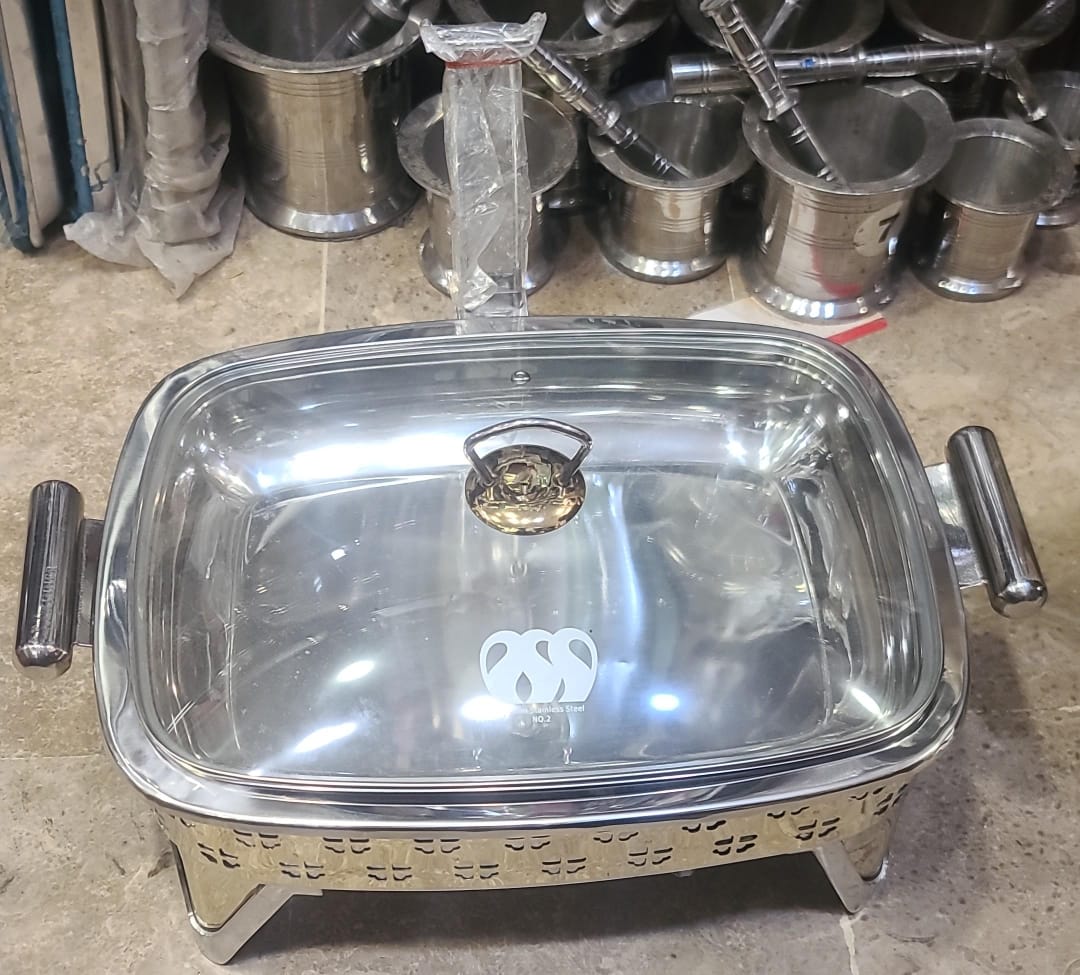 Stainless steel heavy chafing dish golden buffet dish with burner