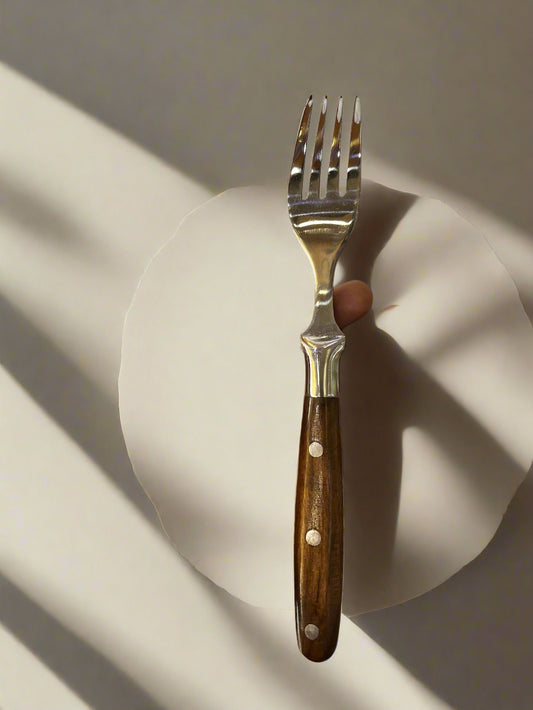 wooden handle heavy fork cutlery