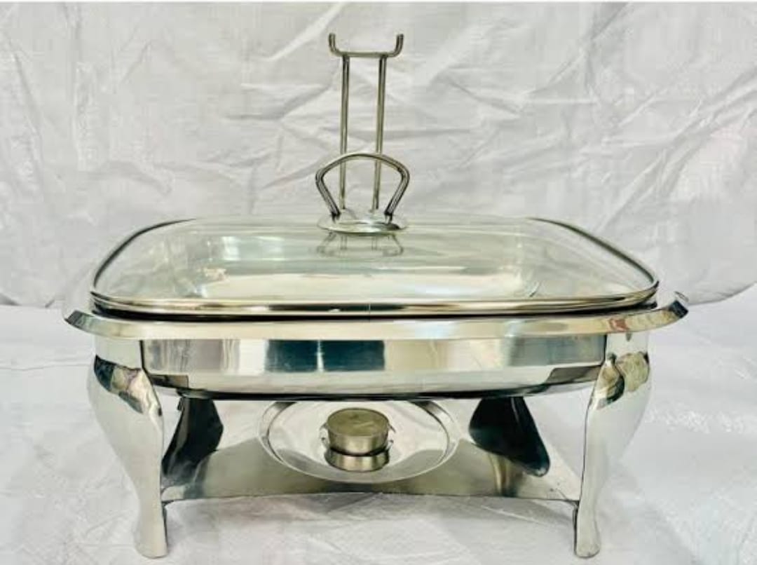 buffet chafing dish with burner and glass lid