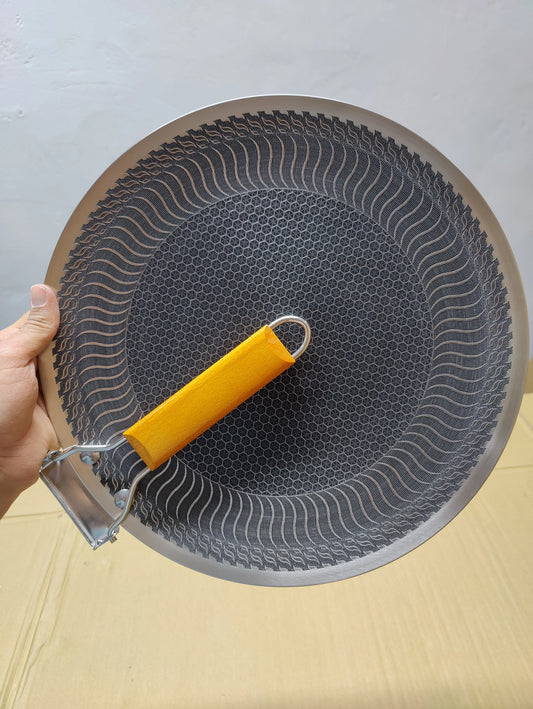 Honeycomb fOOD GRADE Stainless Steel Tawa laser coated folding handle