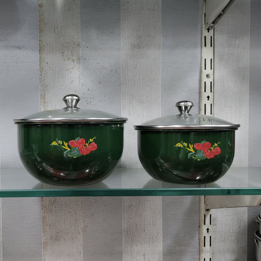 Stainless steel color donga serving dish with glass lid Hakimi Steel