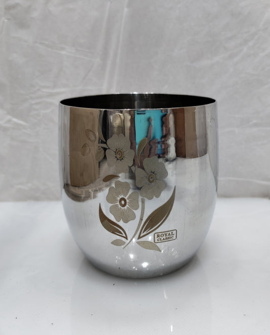 Egg shape heavy Premium Steel water set 1 jug 6 glass flower design