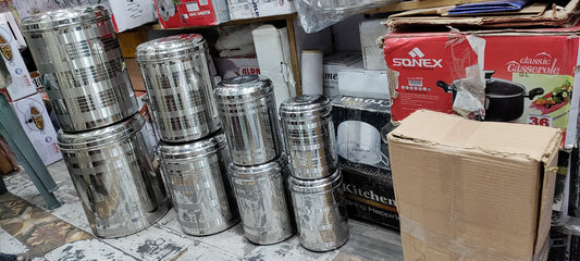 8 sizes Stainless steel shaded design stock container anaj dabba