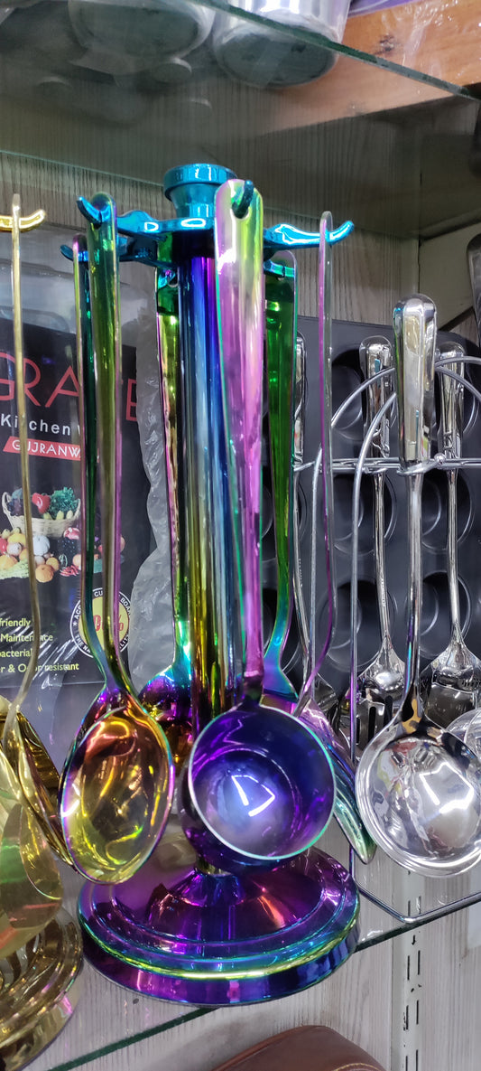 multicolor kitchen spoon set cutlery set stainless steel 14 gauge heavy quality marriage gift set