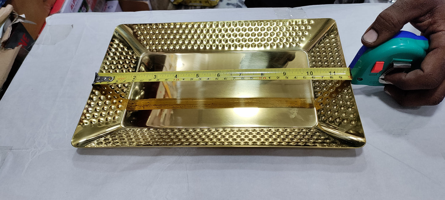 Rectangle Shahi Golden hammered bbq serving platter heavy new