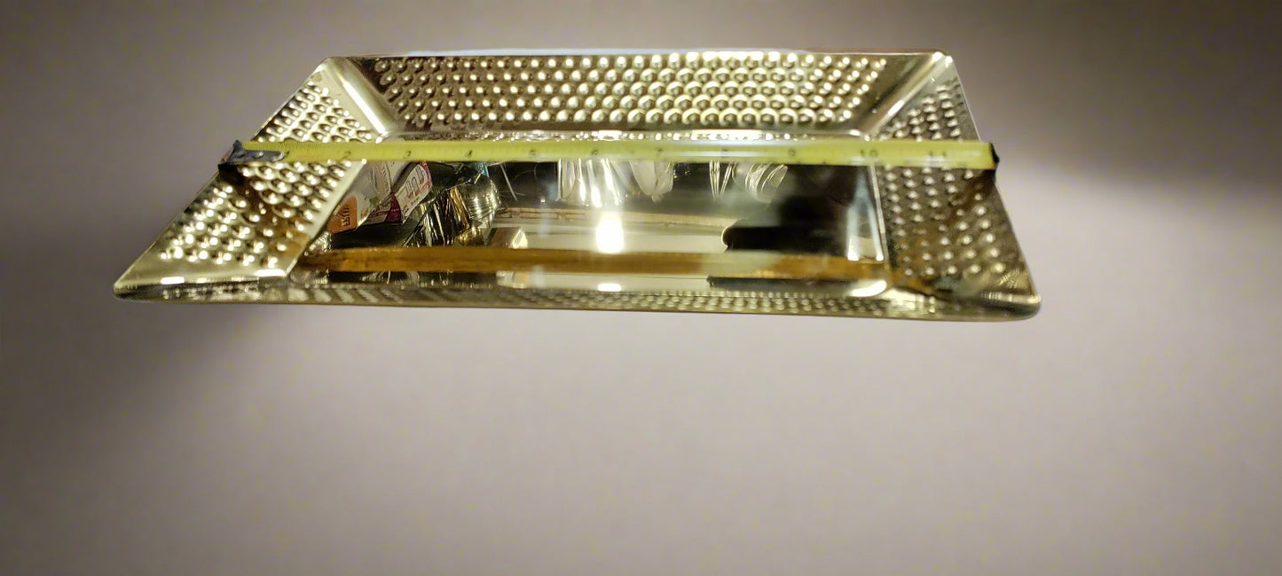 bbq plate tray platter stainless steel golden