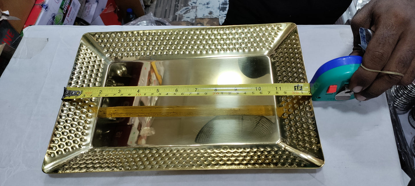 Rectangle Shahi Golden hammered bbq serving platter heavy new