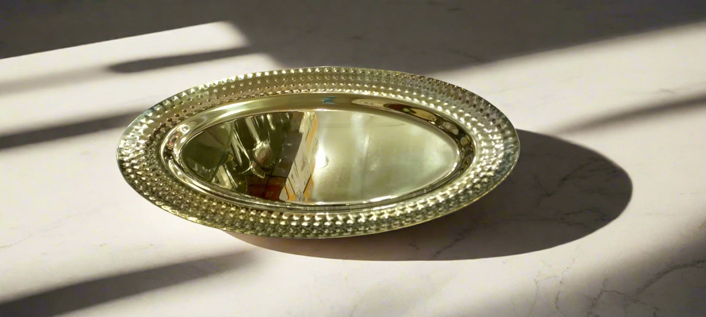 bbq platter tray serving dish golden premium stainless steel heavy hammered design
