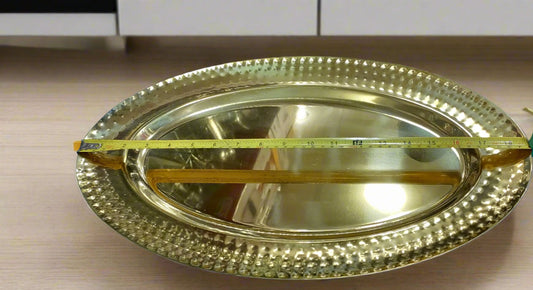 bbq platter tray serving dish golden premium stainless steel heavy hammered design