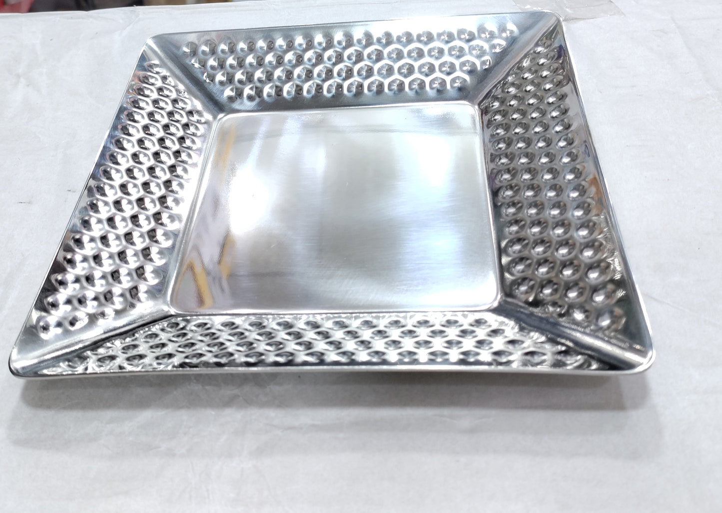 Square Stainless steel hammered bbq serving platter heavy new