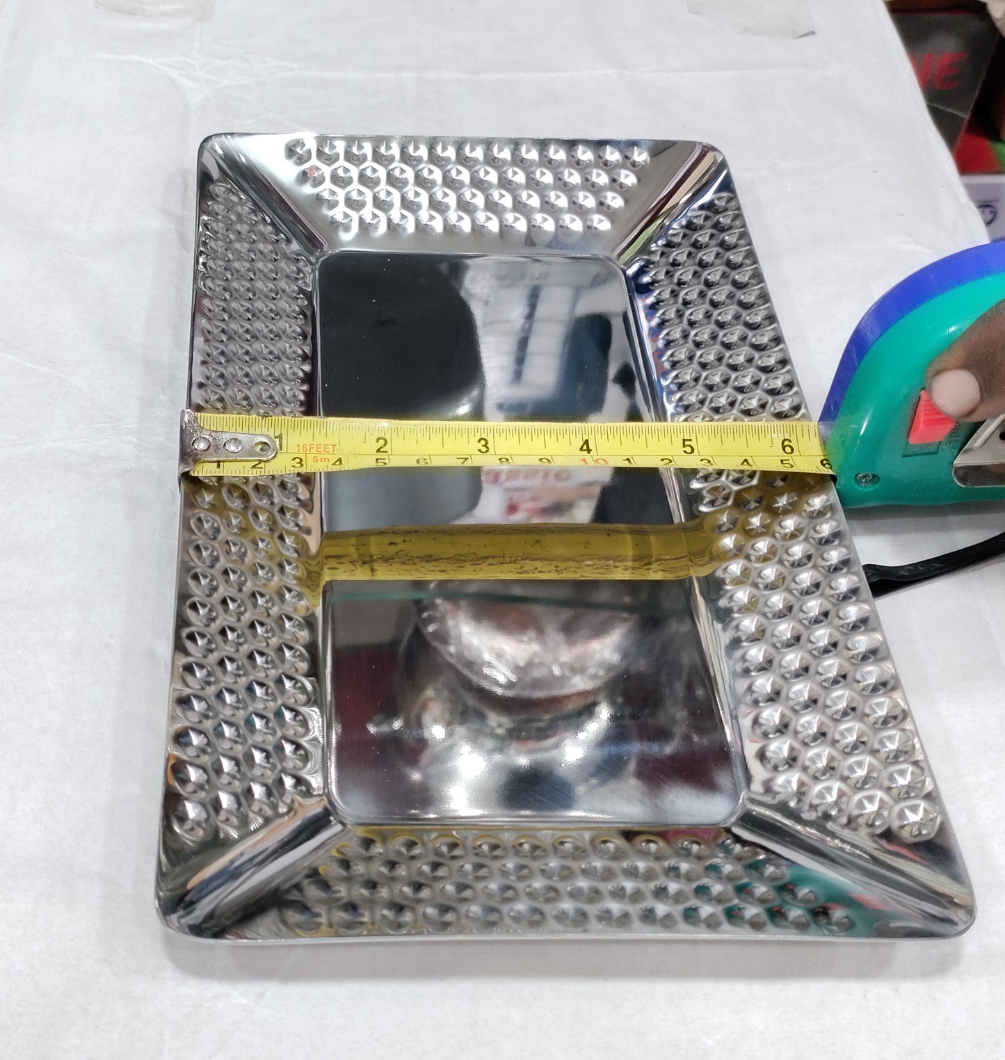 Rectangle Stainless Steel hammered bbq serving platter heavy new