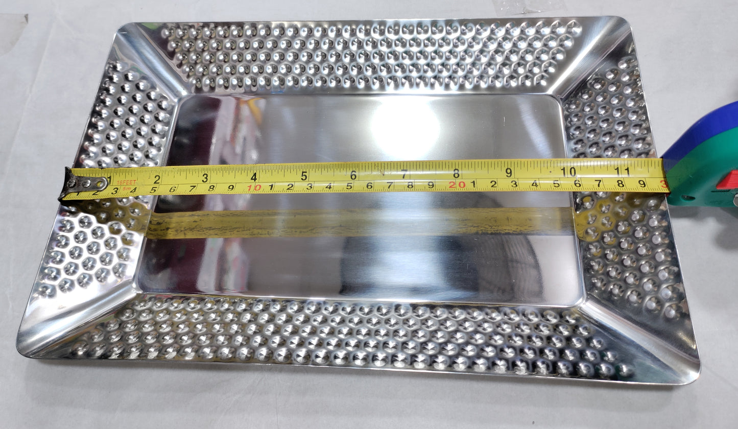 Rectangle Stainless Steel hammered bbq serving platter heavy new