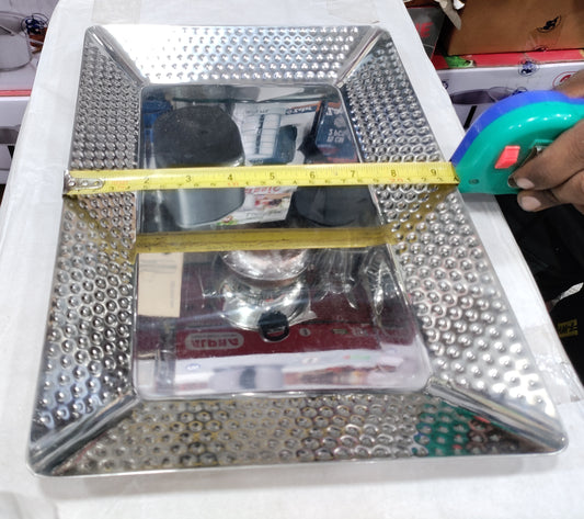 Rectangle Stainless Steel hammered bbq serving platter heavy new