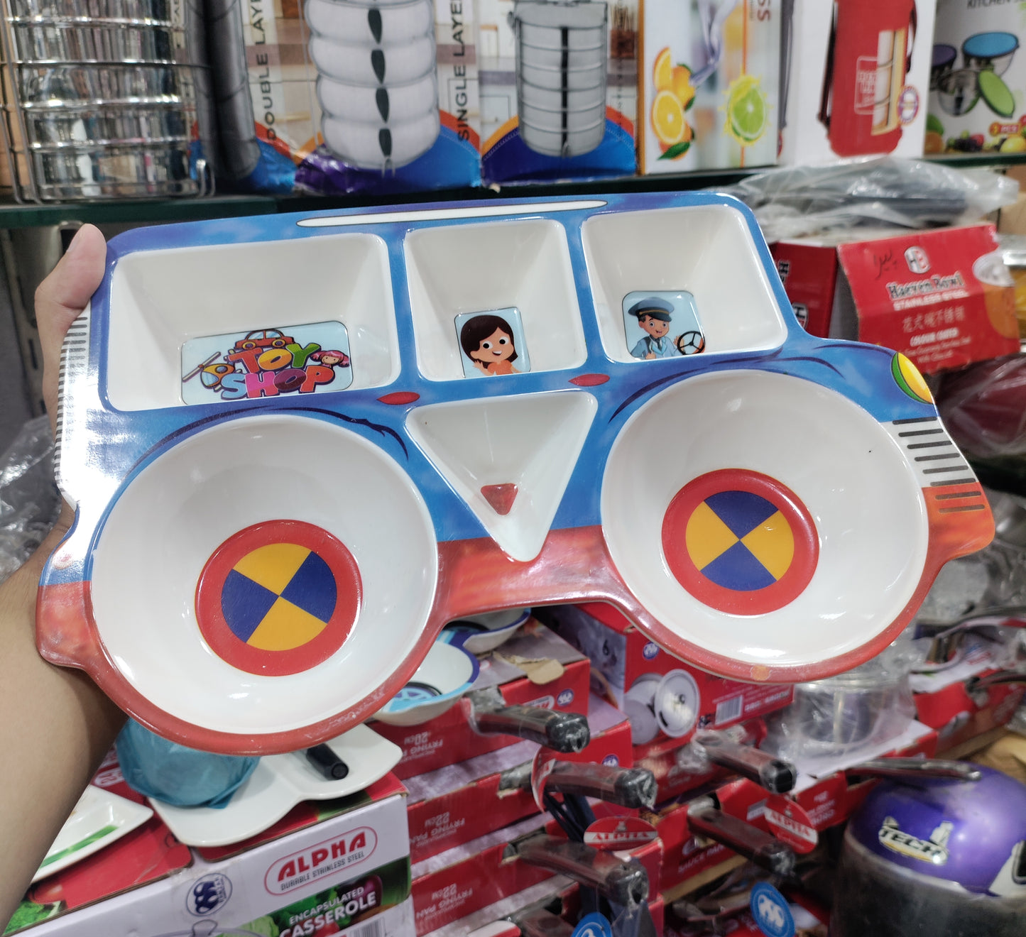 Kids CAR Shape 5 Portion Tray melamine plate
