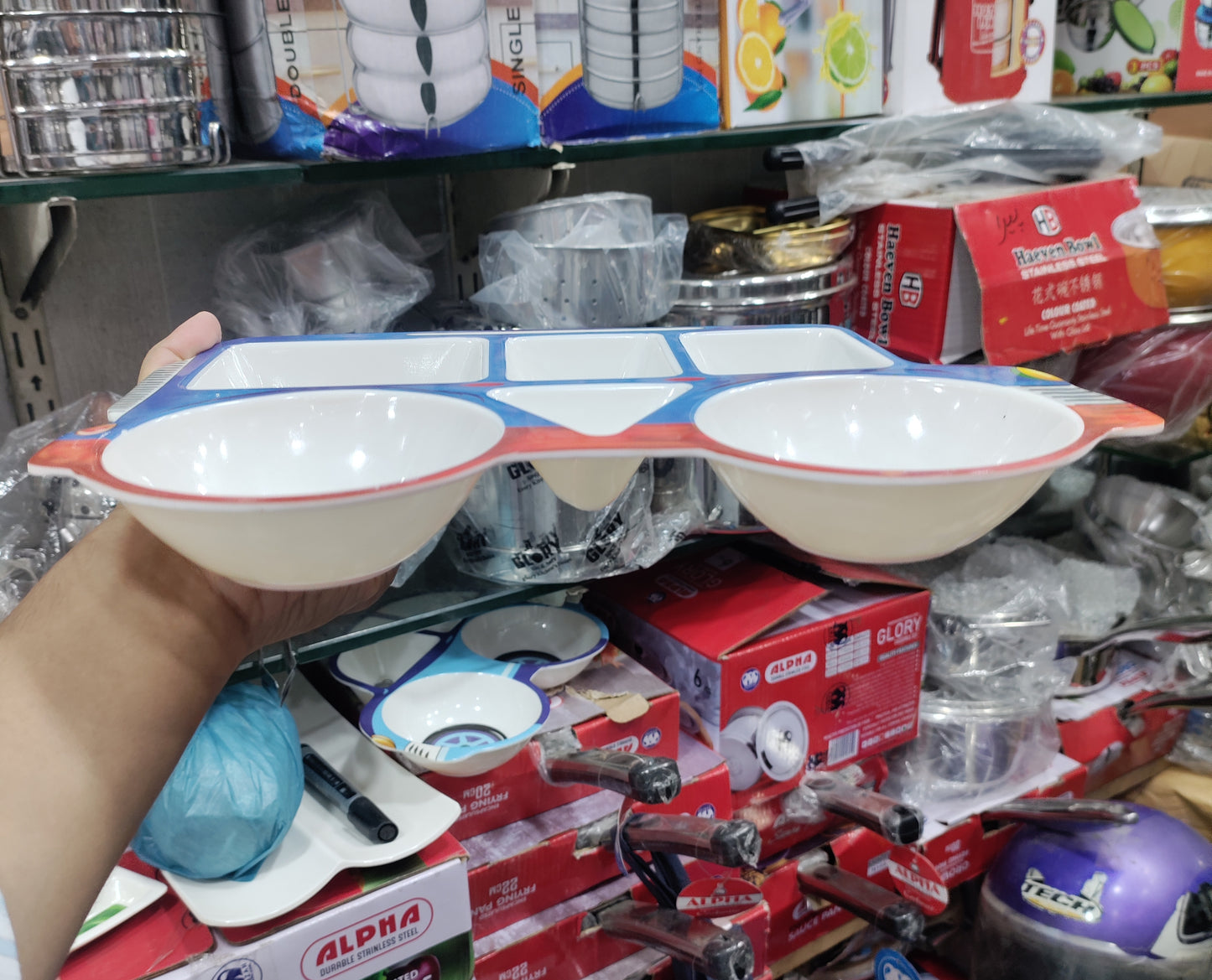 Kids CAR Shape 5 Portion Tray melamine plate
