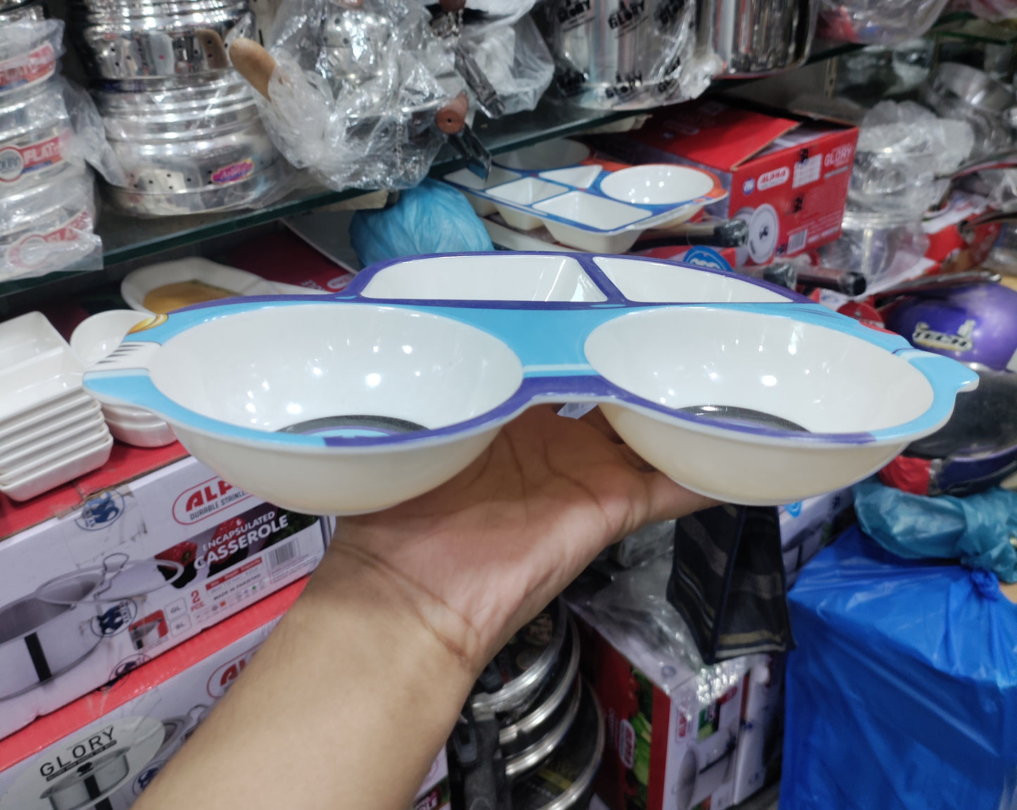 Kids CAR Shape 4 Portion Tray melamine plate