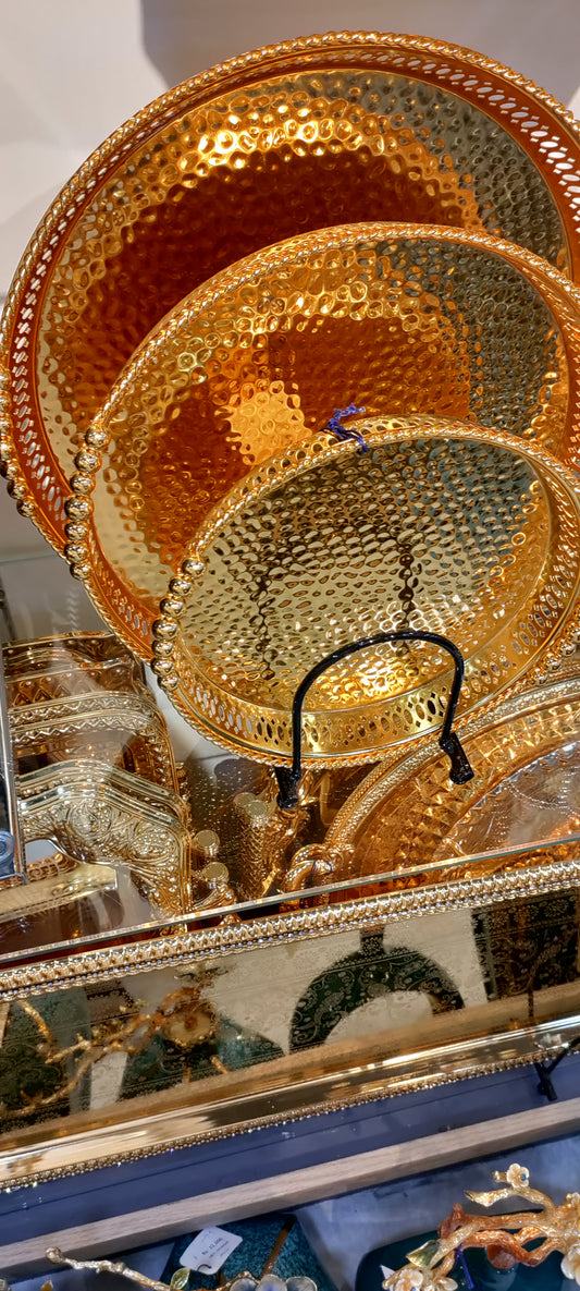 Luxury Golden and Silver Tray Set Thali Serving luxury rich