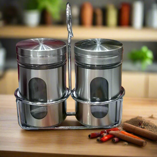 Stainless Steel Spice set see thru with stand box packing